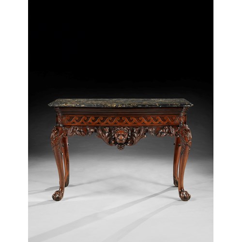 A George II Period Carved Mahogany Side Table with Portoro Marble Top